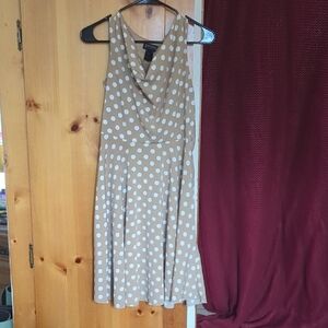 Polka Dot Sleeveless Dress - Tan and White
